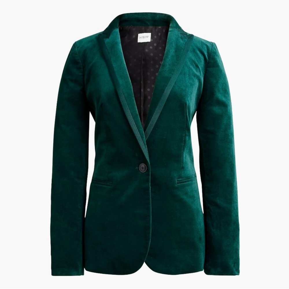 J.Crew velvet one button blazer